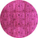 Round Machine Washable Oriental Purple Industrial Area Rugs, wshurb3212pur