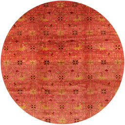 Round Mid-Century Modern Red Oriental Rug, urb3212