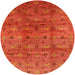 Round Mid-Century Modern Red Oriental Rug, urb3212