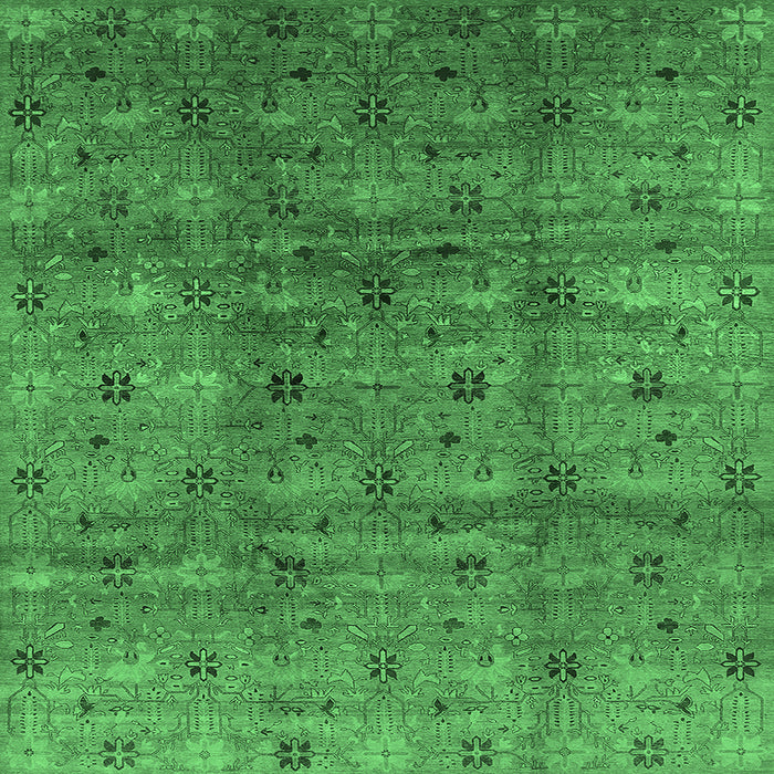 Square Machine Washable Oriental Emerald Green Industrial Area Rugs, wshurb3212emgrn