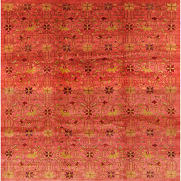 Square Machine Washable Industrial Modern Red Rug, wshurb3212