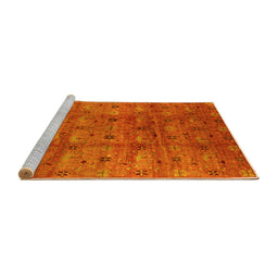 Sideview of Machine Washable Oriental Yellow Industrial Rug, wshurb3212yw