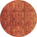 Round Oriental Brown Industrial Rug, urb3212brn