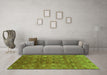 Machine Washable Oriental Green Industrial Area Rugs in a Living Room,, wshurb3212grn