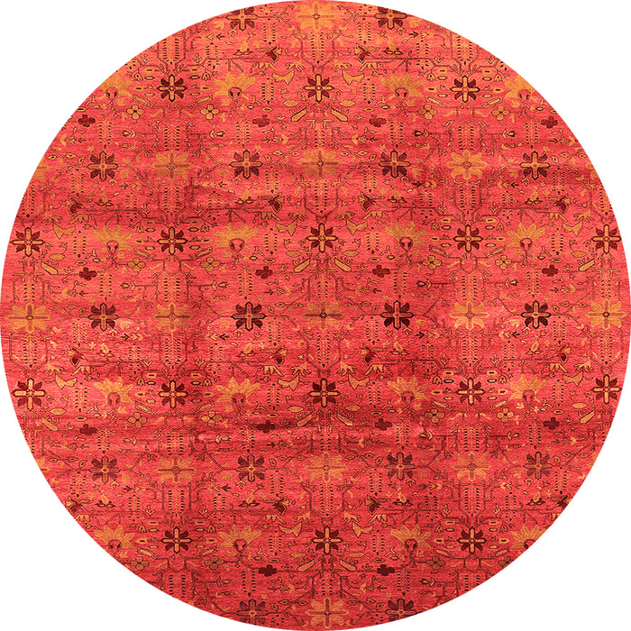 Round Oriental Orange Industrial Rug, urb3212org