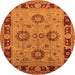 Round Machine Washable Oriental Orange Industrial Area Rugs, wshurb3213org