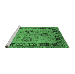 Sideview of Machine Washable Oriental Emerald Green Industrial Area Rugs, wshurb3213emgrn