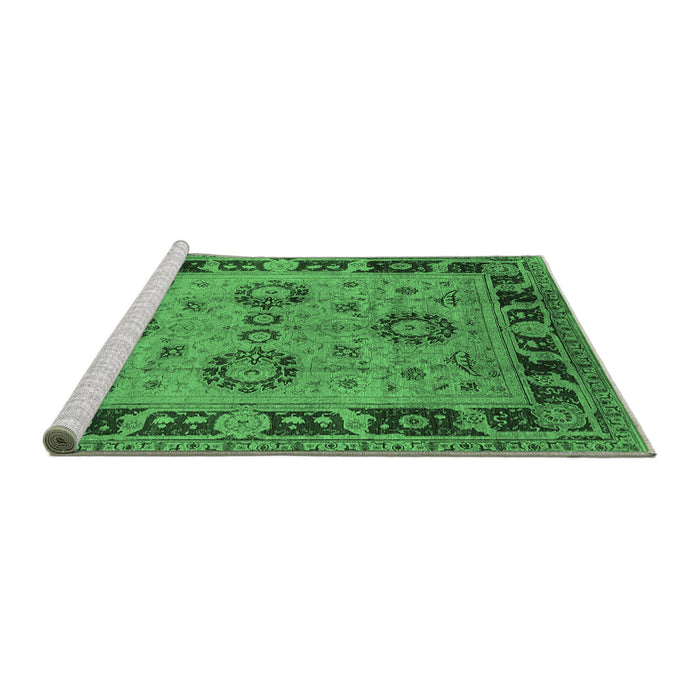 Sideview of Machine Washable Oriental Emerald Green Industrial Area Rugs, wshurb3213emgrn