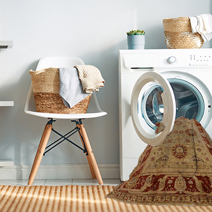 Machine Washable Industrial Modern Mahogany Brown Rug in a Washing Machine, wshurb3213