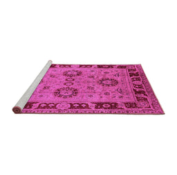 Sideview of Machine Washable Oriental Pink Industrial Rug, wshurb3213pnk
