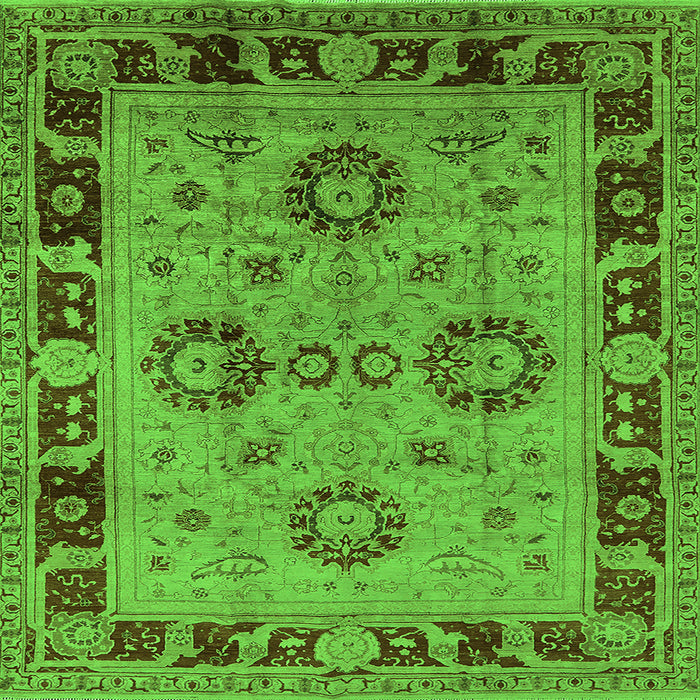 Square Machine Washable Oriental Green Industrial Area Rugs, wshurb3213grn