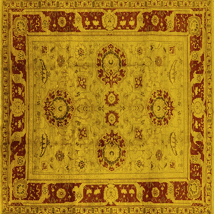 Square Machine Washable Oriental Yellow Industrial Rug, wshurb3213yw