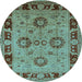 Round Oriental Light Blue Industrial Rug, urb3213lblu