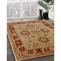 Mid-Century Modern Mahogany Brown Oriental Rug, urb3213