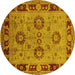 Round Oriental Yellow Industrial Rug, urb3213yw