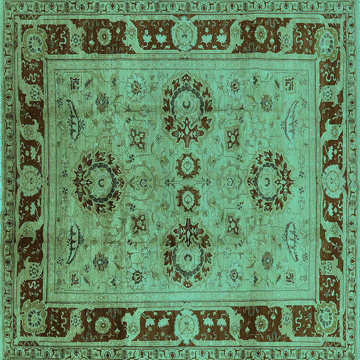 Square Oriental Turquoise Industrial Rug, urb3213turq