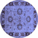 Round Oriental Blue Industrial Rug, urb3213blu