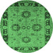 Round Oriental Emerald Green Industrial Rug, urb3213emgrn