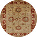 Round Mid-Century Modern Mahogany Brown Oriental Rug, urb3213