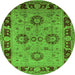 Round Oriental Green Industrial Rug, urb3213grn