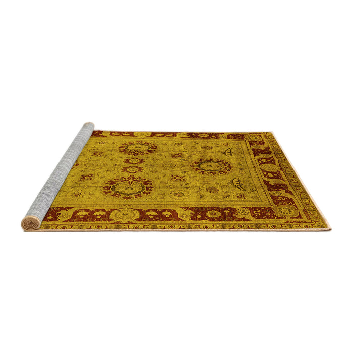 Sideview of Machine Washable Oriental Yellow Industrial Rug, wshurb3213yw
