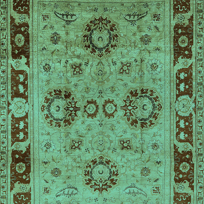 Machine Washable Oriental Turquoise Industrial Area Rugs, wshurb3213turq