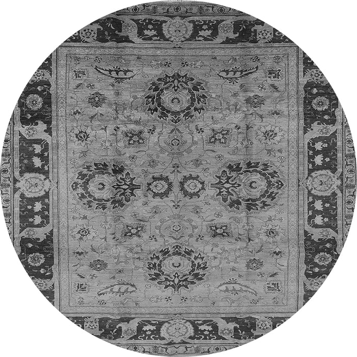 Round Machine Washable Oriental Gray Industrial Rug, wshurb3213gry
