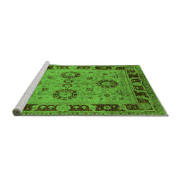 Sideview of Machine Washable Oriental Green Industrial Area Rugs, wshurb3213grn
