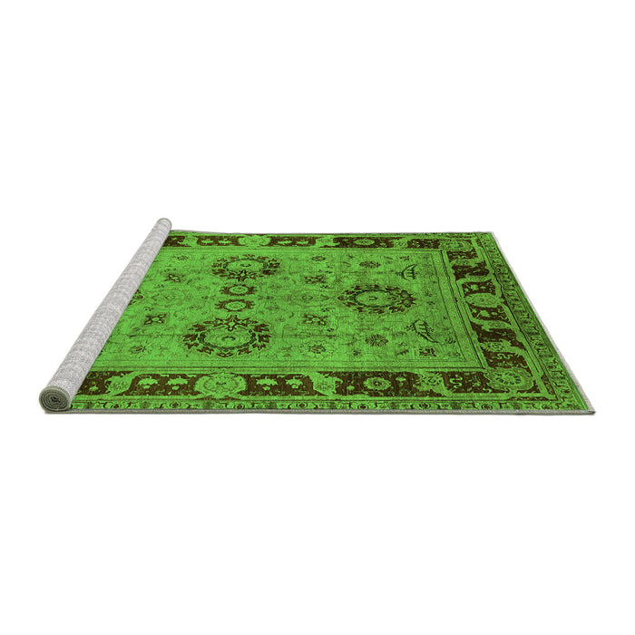 Sideview of Machine Washable Oriental Green Industrial Area Rugs, wshurb3213grn