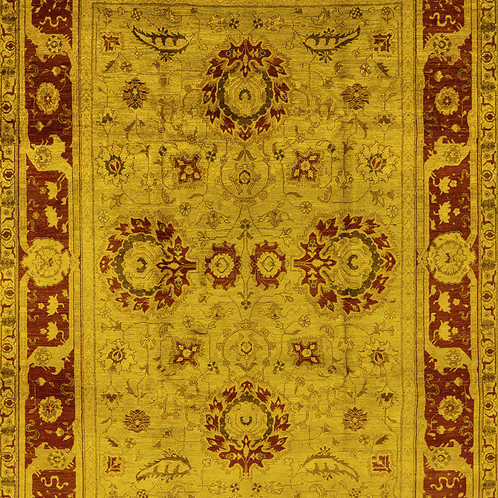 Machine Washable Oriental Yellow Industrial Rug, wshurb3213yw