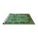 Sideview of Machine Washable Oriental Turquoise Industrial Area Rugs, wshurb3213turq