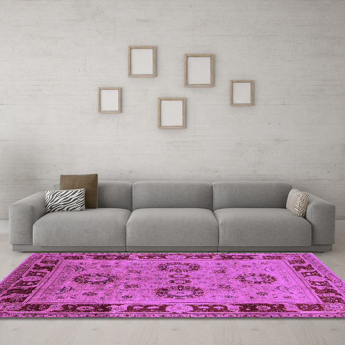 Machine Washable Oriental Purple Industrial Area Rugs in a Living Room, wshurb3213pur