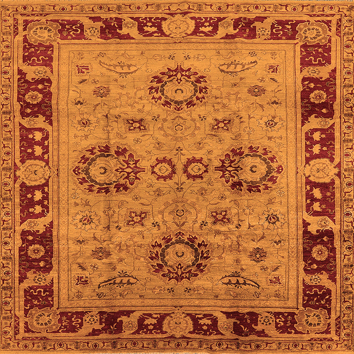 Square Oriental Orange Industrial Rug, urb3213org