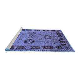 Sideview of Machine Washable Oriental Blue Industrial Rug, wshurb3213blu