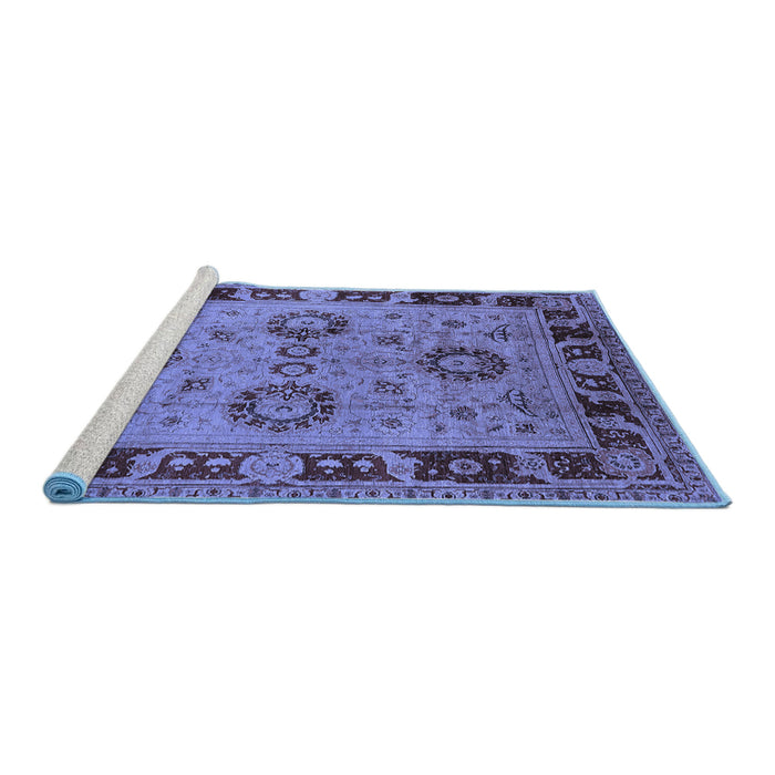 Sideview of Machine Washable Oriental Blue Industrial Rug, wshurb3213blu