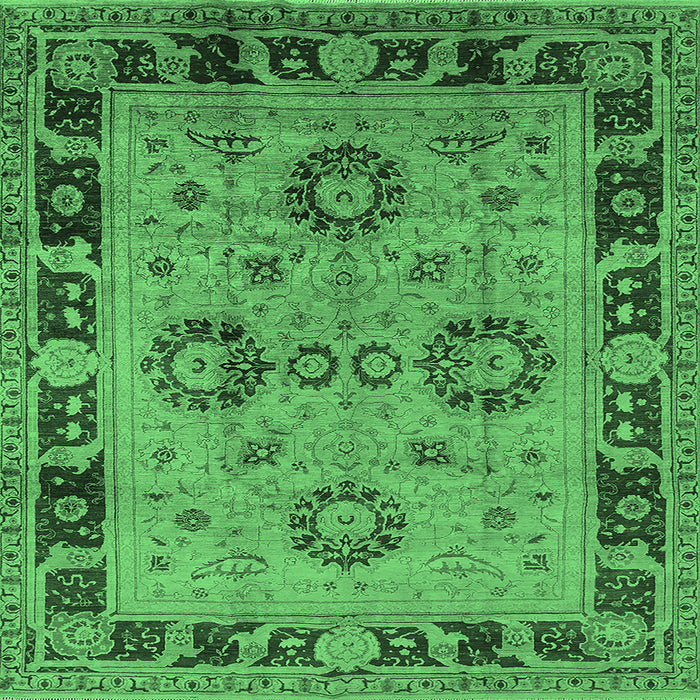 Square Oriental Emerald Green Industrial Rug, urb3213emgrn