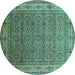 Round Oriental Turquoise Industrial Rug, urb3214turq