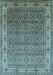 Machine Washable Oriental Light Blue Industrial Rug, wshurb3214lblu