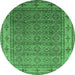 Round Oriental Emerald Green Industrial Rug, urb3214emgrn