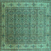 Square Oriental Turquoise Industrial Rug, urb3214turq