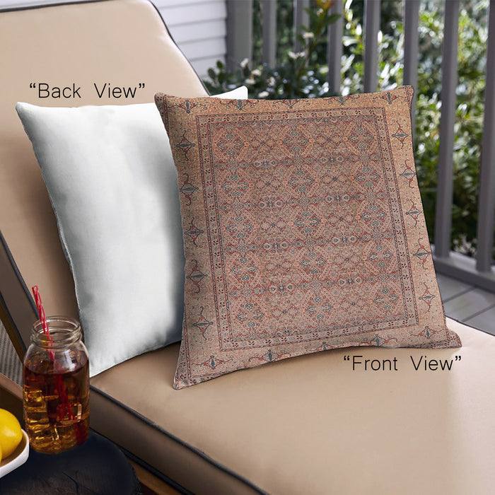 Front View of Mid-Century Modern Urban Square Fire Brick Red Throw Pillow, 18 inch by 18 inch, pwurb3214