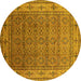 Round Oriental Yellow Industrial Rug, urb3214yw