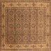 Square Machine Washable Oriental Brown Industrial Rug, wshurb3214brn