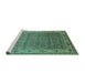 Sideview of Machine Washable Oriental Turquoise Industrial Area Rugs, wshurb3214turq