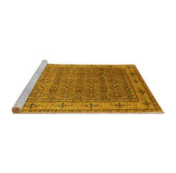 Sideview of Machine Washable Oriental Yellow Industrial Rug, wshurb3214yw