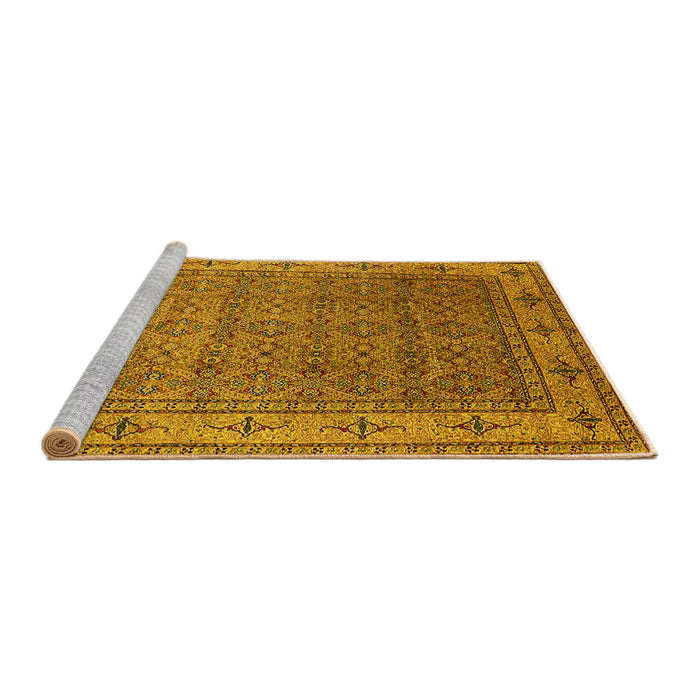Sideview of Machine Washable Oriental Yellow Industrial Rug, wshurb3214yw