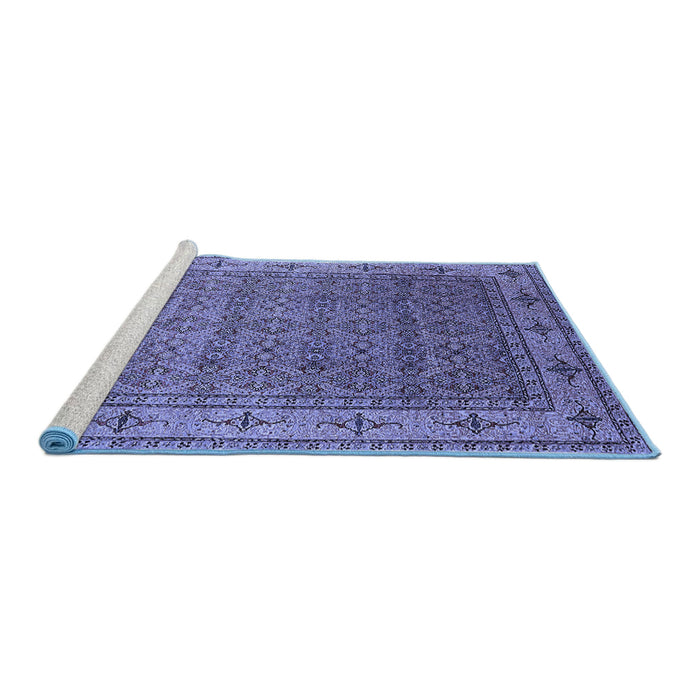 Sideview of Machine Washable Oriental Blue Industrial Rug, wshurb3214blu