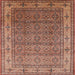 Square Mid-Century Modern Fire Brick Red Oriental Rug, urb3214