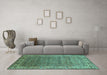 Machine Washable Oriental Turquoise Industrial Area Rugs in a Living Room,, wshurb3214turq