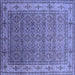 Square Machine Washable Oriental Blue Industrial Rug, wshurb3214blu